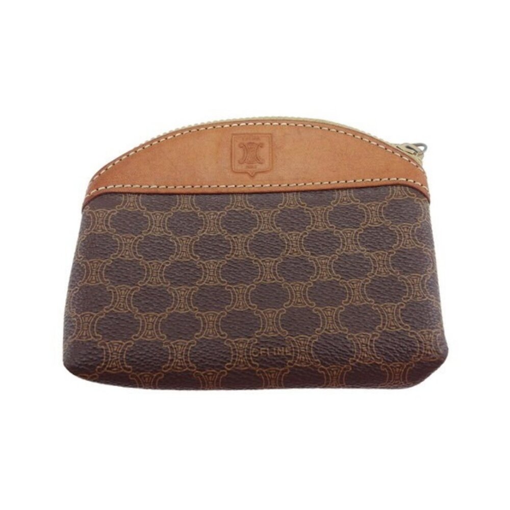 CELINE Pouch Macadam Beige PVC x Leather Authentic Used T22364 - Picture 2 of 7